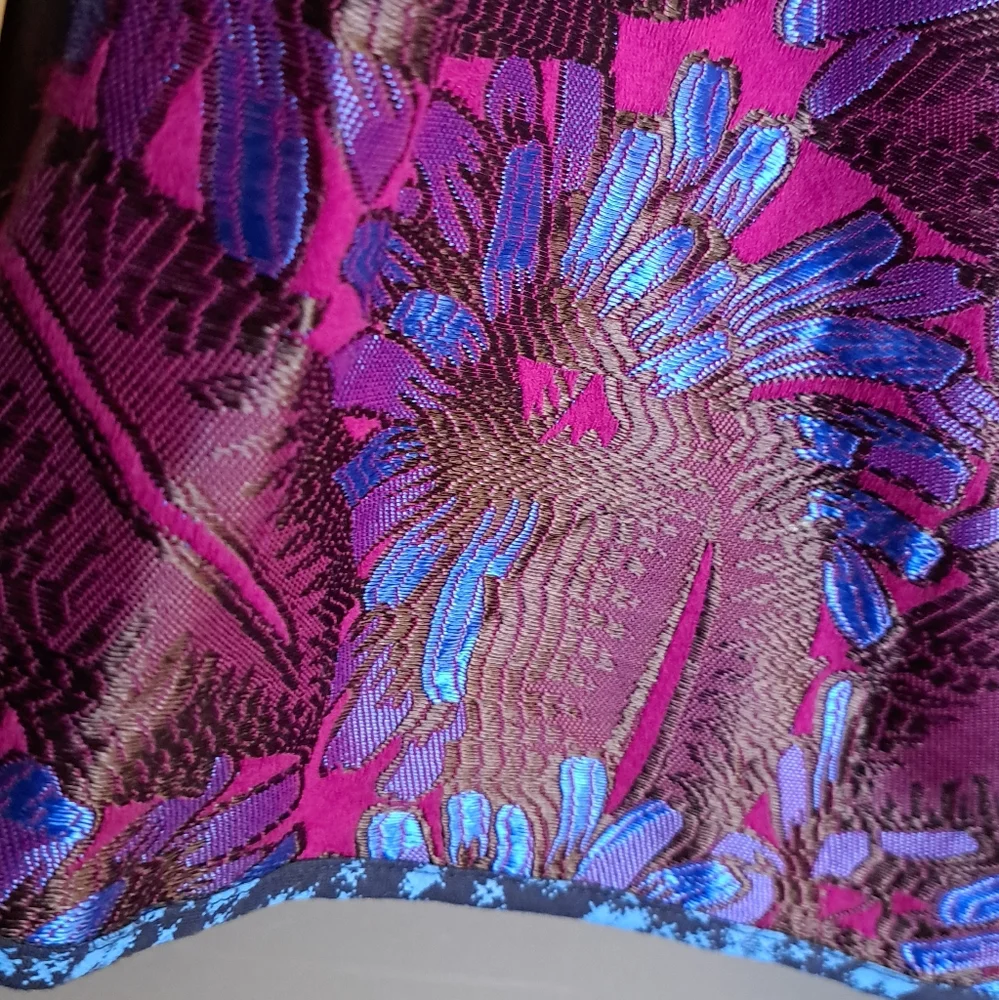 J.Crew • Vibrant GORGEOUS Floral Jacquard Neon Purple Blue Mini Pencil Skirt 12 - Picture 14 of 17